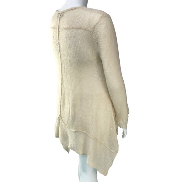 Wooden Ships Womens Size M/L Sweater Mohair Wool V Neck Long Line Open Knit - Picture 8 of 14